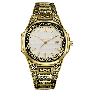 Custom Brand Name Vintage <strong>Retro</strong> Watch for Men Luxury Quartz Movement with Date Display Rune Words Middle East Style Black <strong>Clock</strong> - Product Image 3