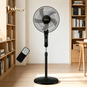 Ventilateur sur pied électrique en plastique certifié CB CE, 16 pouces, noir, moderne, avec télécommande, hauteur réglable, pour usage domestique et extérieur - Product Image 2