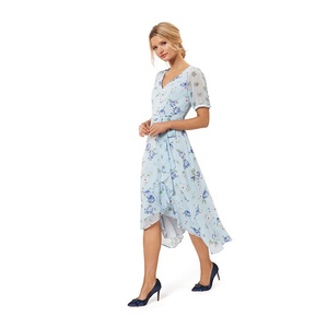 Nuevo diseño Flexible ligera azul de manga corta verano vestido - Product Image 3