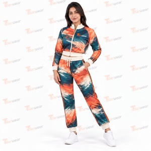 <b>Womens</b> Sublimation Tracksuit Custom Printed Sportswear Full Set Athletic Training <b>Jacket</b> Pants Running Fitness Gym - Product Image 2