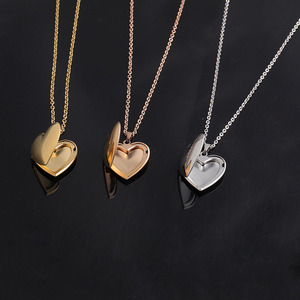 NOUVEAU Cadre <span class=keywords><strong>photo</strong></span> en acier inoxydable 45cm Chaîne <span class=keywords><strong>Collier</strong></span> Pendentif Coeur <span class=keywords><strong>Collier</strong></span> 0704 - Product Image 3