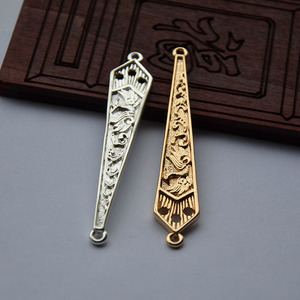 Connecteur en cuivre plaqué pour cheveux, 14x76mm, coupe baguette conique, motif Phénix en relief, pour la fabrication de colliers, accessoires de bijoux DIY - Product Image 3