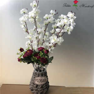 Fleurs décoratives artificielles S0082, <span class=keywords><strong>fleur</strong></span> <span class=keywords><strong>de</strong></span> pêche, 7 fourchettes, <span class=keywords><strong>fleur</strong></span> <span class=keywords><strong>de</strong></span> cerisier en soie pour mariage à domicile - Product Image 2