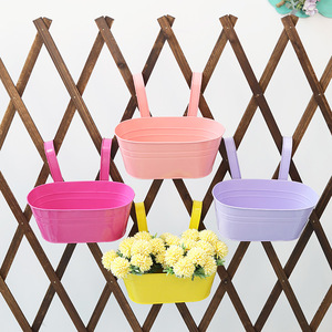 Vaso da Fiori Ovale <span class=keywords><strong>in</strong></span> <span class=keywords><strong>Ferro</strong></span> <span class=keywords><strong>Battuto</strong></span> con Doppio Gancio Rimovibile, Vaso Sospeso per Balcone, Vaso per Piante Verdi - Product Image 3