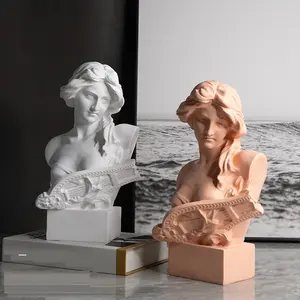 欧式艺术家居装饰树脂钢琴女石膏头雕像雕塑