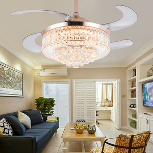 Ventilateur de plafond intérieur de style américain moderne, en cristal, faible consommation d'énergie, DC 4, 3 pales, lumière LED 3 couleurs, variateur d'intensité, télécommande - Product Image 4