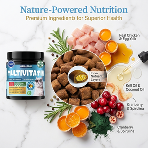Multivitamines pour chat 8 en 1, croquantes et crémeuses, avec noyau au fromage, vitamines pour animaux de compagnie avec <span class=keywords><strong>taurine</strong></span>, soutien immunitaire, santé cardiaque et cutanée, compléments alimentaires pour chat - Product Image 3