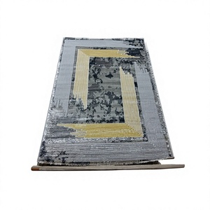 Tapis rectangulaire moderne Adiva, fabriqué à la machine, en jacquard abstrait, en polypropylène, jute et polyester, tissé, à poils longs, épais et résistant aux taches - Product Image 1
