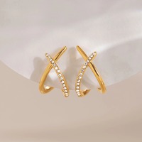 X&L Jewelry – boucles d'oreilles à clous en Zircon croisé pour femmes, en acier inoxydable plaqué or 18 carats, résistantes à l'eau, bijoux fantaisie