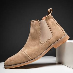 Bottes <span class=keywords><strong>Chelsea</strong></span> Marron Tendance pour Hommes, Style Britannique, Chaussures Montantes en Daim, à Enfiler, à Bout Pointu, <span class=keywords><strong>Bottines</strong></span> pour Hommes - Product Image 1