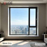 Fenêtre JOUGE esthétique minimaliste en aluminium à ouverture oscillo-battante 77S avec moustiquaire intégrée, paroi de 1,8 mm, bande de 39 mm pour projet de villa