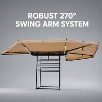 Auvent latéral de voiture 270 degrés à double poteau avec éclairage et auvent en forme d'éventail, en tissu Oxford imperméable, idéal pour le camping et les SUV – Vente directe usine