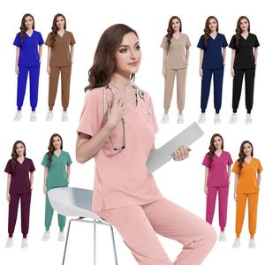 Custom Logo Men Women Unisex Nurse Surgical Scrubs Suit <b>Doctor</b> Work Hospital Uniform <b>Set</b> Top Jogger Pants Scrubs Uniforms <b>Set</b> - Product Image 2