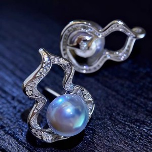 Colgante de Plata de Ley 925 31357DIY con Soporte Vacío Estilo Calabaza, Collar con Cuentas Redondas de 6-8 mm, Accesorios para Colgantes y Dijes de Perlas - Product Image 2