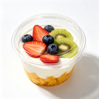 Barquette thermoformée personnalisée pour salade de fruits frais et baies, en PET/PP/PS de qualité alimentaire, avec compartiment à sauce, pour supermarché