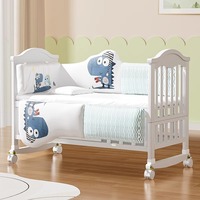 Lit en Bois Massif de Style Europééen, Berceau Multifonctionnel Amovible pour Enfants, Lit d'Appoint Bébé