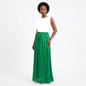 Robe somalienne Hanaan <span class=keywords><strong>Bati</strong></span>, jupe longue verte fluide, coupe évasée, tissée, unie, pour femme, taille élastique, style décontracté ethnique - Product Image 1