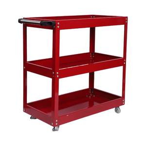 बहुमुखी <span class=keywords><strong>3</strong></span>-टियर चार-पहिया कोल्ड-रोल्ड स्टील टूल कार्ट स्टेनलेस स्टील फोल्डेबल रेल लॉक योग्य डिजाइन 0.7 मिमी प्लेट ट्रॉली - Product Image 1