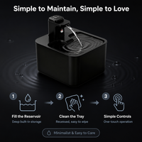 Fontaine à eau pour animaux de compagnie, noir mat, à circulation automatique, avec bec en forme de L, plateau encastré pour chats et chiens, intérieur
