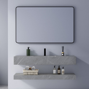 Modern light luxury bathroom cabinet <b>wall</b>-mounted double-layer slate washbasin hotel bathroom smart <b>mirror</b> cabinet - Product Image 2