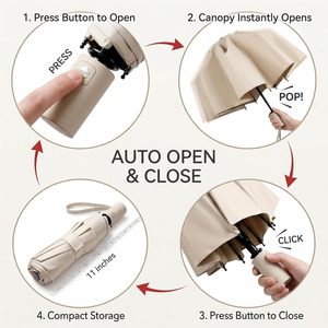 21 Inches Compact Promotional Gifts Travel <b>Automatic</b> Open Waterproof UV Protective Custom Print Three Folding <b>Umbrella</b> With Logo - Product Image 3