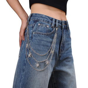 โซ่คาดเอวโลหะหลายชั้นพร้อมจี้รูปแมงมุมสำหรับกางเกง แฟชั่นอเนกประสงค์ สไตล์เรโทร ทันสมัย ใส่ได้ทุกวัน ทำจากโลหะผสมสังกะสี รูปทรงแมลง - Product Image 6