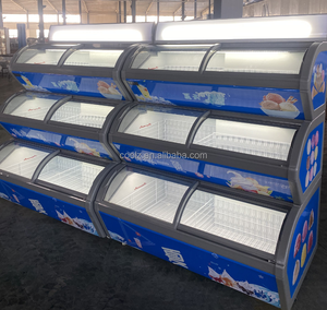 Présentoir à crème glacée spécialisé transparent de grande capacité personnalisable refroidi par air <span class=keywords><strong>LED</strong></span> numérique aliments surgelés de supermarché - Product Image 5
