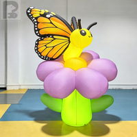 Papillon gonflable personnalisé sur motif floral – Adorable insecte gonflable de dessin animé pour la décoration de jardins, événements et fêtes