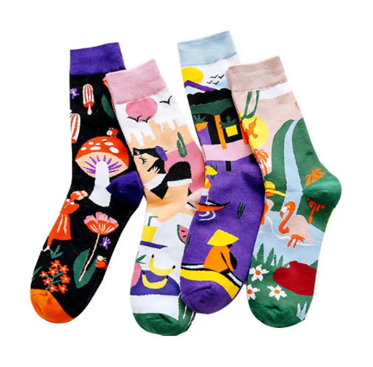 Новые весенние носки для уличного скейта, спортивные хлопковые носки с рисунком в Европе и США, дизайнерские носки