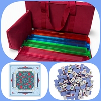 Ensemble de Mahjong américain de luxe moderne en acrylique et caoutchouc avec 160 tuiles, tapis de jeu et sac pour les réunions de famille