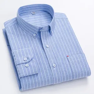 Camicie a maniche lunghe in cotone 100% Oxford per gli uomini <span class=keywords><strong>vestiti</strong></span> <span class=keywords><strong>neri</strong></span> a righe di design a quadri Casual traspiranti per la primavera per gli uomini Casual - Product Image 6