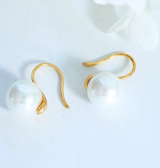 Round Ball Pearl Hook Earrings