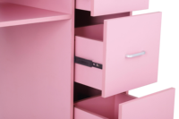 Table de Manucure Rose Vente Directe Usine, Station de Salon de Beauté Spa avec Tiroirs et Étagères de Rangement, Bureau à Ongles pour Salon de Manucure