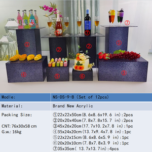 12 Uds. Mesa de exhibición de <span class=keywords><strong>piedra</strong></span> acrílica banquete de boda descanso de té postre soporte de exhibición transparente postre MESA DE Buffet personalización - Product Image 6
