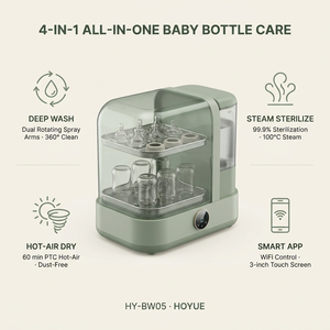 Lave-biberons avec contrôle par application WiFi, stérilisateur et sécheur automatique pour 6 biberons pour la sécurité de l'alimentation des nourrissons - Product Image 6
