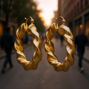 Orecchini a cerchio intrecciati dorati per donna, in lega placcata oro, gioielli alla moda, orecchini grandi e vistosi, design trendy 2024 - Product Image 2