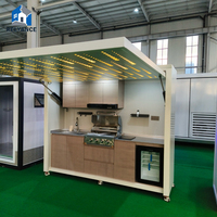 Cuisine portable en conteneur préfabriqué en acier, design moderne et écologique, pour usage extérieur, écoles publiques, usage commercial et bureaux