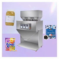 Machine de remplissage semi-automatique à trois têtes pour poudres, machine de pesage et de remplissage pour savon liquide et poudre de protéines, mini-sacs alimentaires