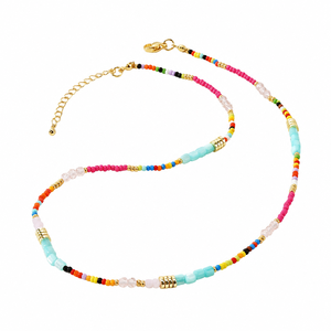Collana Boho con Perline Miste, Collana con Cristalli e Perline Tubolari per Donne, Gioielli Bohémien alla Moda - Product Image 6