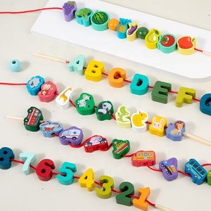 Blocs de construction en bois de haute qualité, dessin animé, éducatifs, <span class=keywords><strong>jeu</strong></span> de ficelle pour enfants, perles à enfiler - Product Image 5