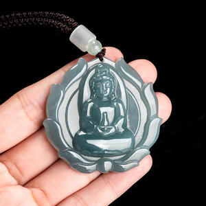 หยกธรรมชาติพระโพธิสัตว์อวโลกิเตศวร หยกน้ำเงิน จี้หยก ยูนิเซ็กส์ สไตล์จีน ของขวัญพร้อมใบรับรอง GY65 - Product Image 3