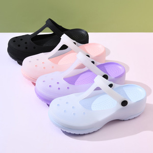 Mary Jane <b>Clogs</b> Light Purple Thick Soled Platform Summer Water Shoes Non Slip Anti Odor Four Seasons Wear - Product Image 3