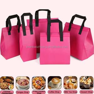 Sac isotherme blanc en non-tissé imperméable avec poignée pour vente en gros, idéal pour desserts, boissons, restaurants et plats à emporter - Product Image 2