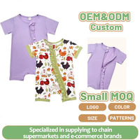 Combinaison en viscose de bambou à imprimé animal à volants et fermeture éclair pour nouveau-né, adorable et tendance, nouvelle arrivée