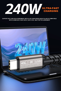 Cavo LUNG AKY 8K ad alta definizione con schermatura a treccia, compatibile Thunderbolt 4/3, USB4 Type-C, ricarica rapida 240W, trasmissione 40G, in nylon - Product Image 3