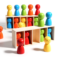 Juguete de arcoíris de madera para niños, juguete de muñecas de madera con forma de arcoíris para combinar colores, juguete educativo para el aprendizaje de colores para niños