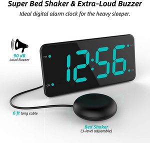 Reloj despertador fuerte personalizado con coctelera para cama, para dormir pesado, sordos y duros de audición, despertador Dual - Product Image 2