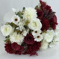 Bunga Sutra Buatan Grosir Model Fili Rose Daisy, Buket Genggam Warna Musim Gugur, Peony Hydrangea Bone