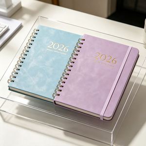 Agenda hebdomadaire et mensuel 2026, carnet à spirales, couverture en cuir PU, couverture rigide, violet bleu - Product Image 4