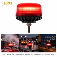 Luz Giratoria de Advertencia de 12 LED para Vehículos, 12-24V, Ámbar/Rojo, Impermeable, Lámpara de Emergencia con Luz Estroboscópica de un Solo Perno